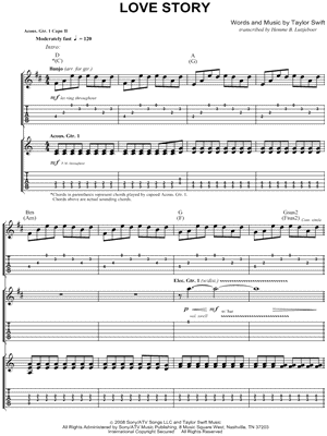 Image of Taylor Swift - Love Story Guitar Tab (Digital Download)