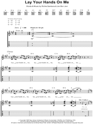 Lay Your Hands on Me Sheet Music by Bon Jovi - Guitar TAB