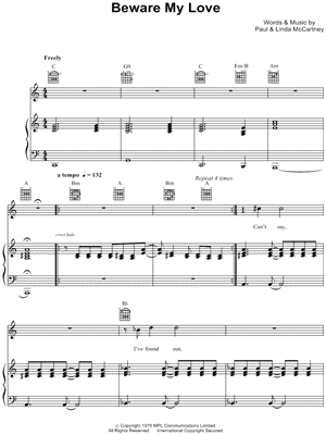 Beware My Love Sheet Music by Paul McCartney - Piano/Vocal/Guitar, Singer Pro