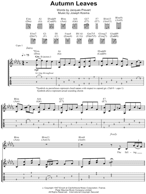Autumn Leaves Sheet Music by Eva Cassidy - Guitar TAB