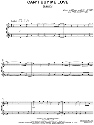 Can't Buy Me Love Sheet Music by The Beatles - Instrumental Duet