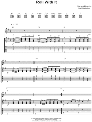 Roll With It Sheet Music by Oasis - Guitar TAB