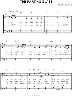 Image of Traditional Irish - The Parting Glass Sheet Music (Digital Download 