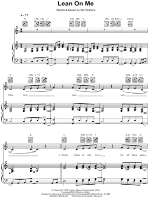Bill Withers "Lean on Me" Sheet Music - Download &amp; Print