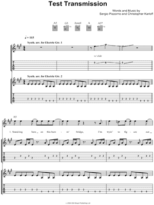 Test Transmission Sheet Music by Kasabian - Guitar TAB