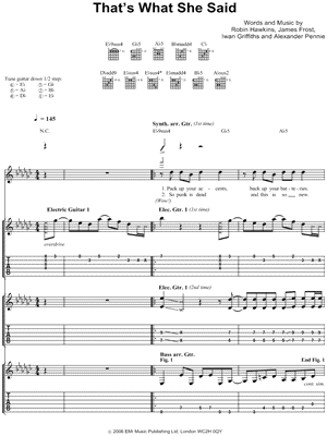 That's What She Said Sheet Music by The Automatic - Guitar TAB Transcription