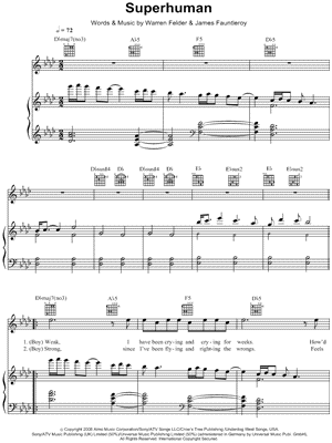 Superhuman Sheet Music by Chris Brown - Piano/Vocal/Guitar, Singer Pro