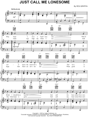 Just Call Me Lonesome Sheet Music by Eddy Arnold - Piano/Vocal/Guitar
