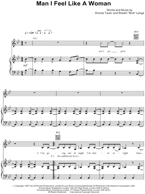 Man I Feel Like a Woman Sheet Music by Shania Twain - Piano/Vocal/Guitar