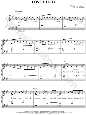 Love Story Taylor Swift Chords on Taylor Swift   Love Story Sheet Music  Easy Piano    Download