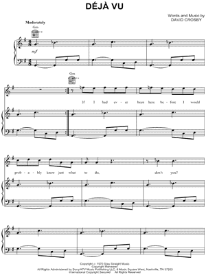 D j Vu Sheet Music by Crosby Stills Nash & Young - Piano/Vocal/Guitar, Singer Pro
