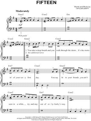 Taylor Swift Sheet Music Piano on Image Of Taylor Swift   Fifteen Sheet Music  Easy Piano    Download