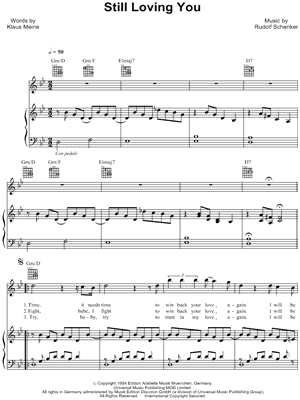Still Loving You Sheet Music by Scorpions - Piano/Vocal/Guitar, Singer Pro