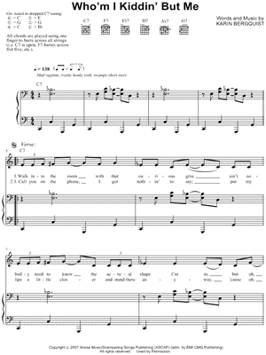 Who'm I Kiddin' But Me Sheet Music by Over The Rhine - Piano/Vocal/Guitar, Singer Pro