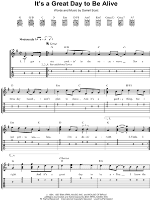 It's a Great Day To Be Alive Sheet Music by Travis Tritt - Easy Guitar TAB