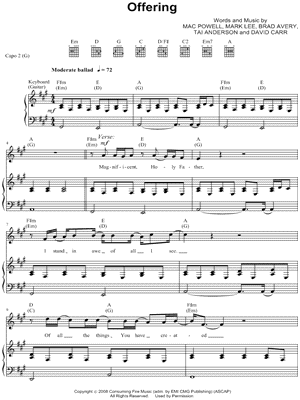 Offering Sheet Music by Third Day - Piano/Vocal/Guitar, Singer Pro