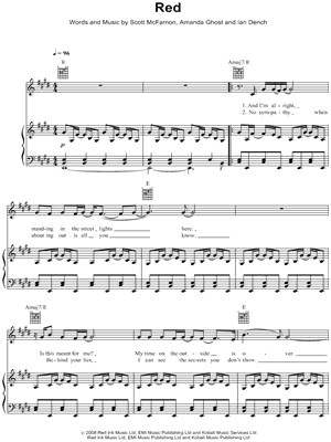 Red Sheet Music by Daniel Merriweather - Piano/Vocal/Guitar, Singer Pro
