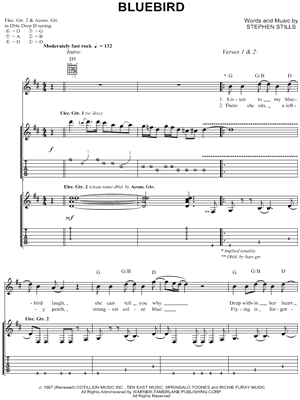 Bluebird Sheet Music by Buffalo Springfield - Guitar TAB Transcription