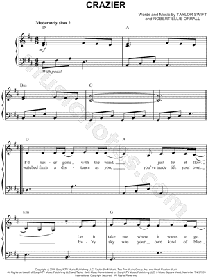 Taylor Swift Sheet Music Piano on Image Of Taylor Swift   Crazier Sheet Music  Easy Piano    Download