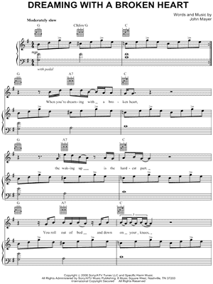 Dreaming With a Broken Heart Sheet Music by John Mayer - Piano/Vocal/Guitar, Singer Pro