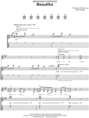 Beautiful Sheet Music by The Smashing Pumpkins - Guitar TAB Transcription