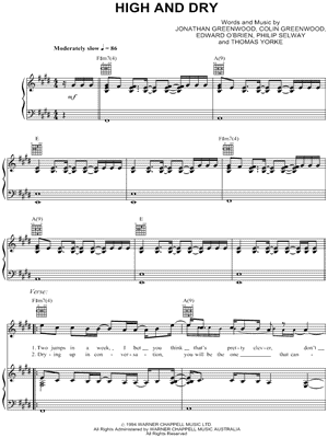 High and Dry Sheet Music by Radiohead - Piano/Vocal/Guitar