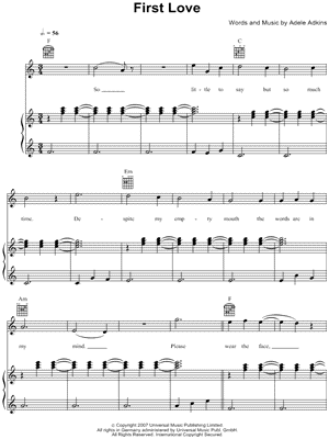 First Love Sheet Music by Adele - Piano/Vocal/Guitar, Singer Pro