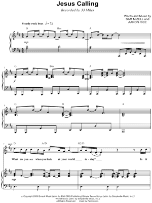 Jesus Calling Sheet Music by 33Miles - Piano/Vocal/Chords, Singer Pro