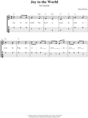 Joy to the World Sheet Music by George Frederick Handel - Ukulele TAB