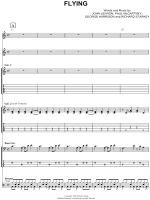 Flying Sheet Music by The Beatles - Guitar TAB Transcription, Score with TAB/Guitar TAB Transcription;Score with TAB