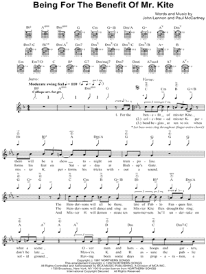 Being for the Benefit of Mr. Kite Sheet Music by The Beatles - Guitar TAB Transcription