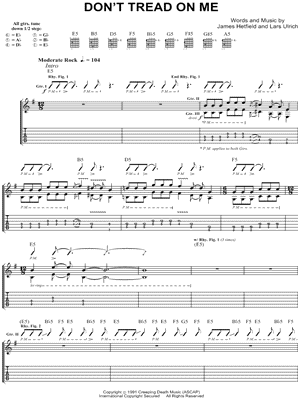 Don't Tread On Me Sheet Music by Metallica - Guitar TAB Transcription