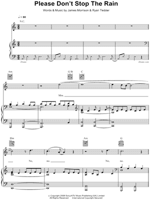 James Morrison - Please Don't Stop the Rain - Sheet Music (Digital Download)