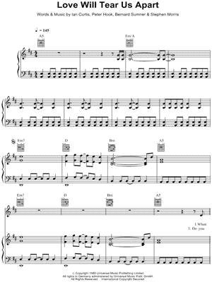 Love Will Tear Us Apart Sheet Music by Joy Division - Piano/Vocal/Guitar, Singer Pro