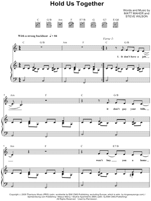 Hold Us Together Sheet Music by Matt Maher - Piano/Vocal/Guitar, Singer Pro