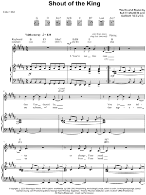 Shout of the King Sheet Music by Matt Maher - Piano/Vocal/Guitar, Singer Pro