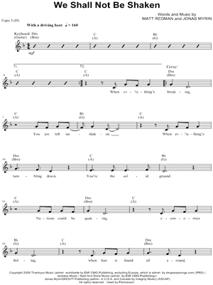 We Shall Not Be Shaken Sheet Music by Matt Redman - Leadsheet
