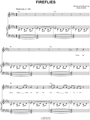 Image of Ron Pope - Fireflies Sheet Music (Digital Download)