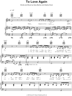 To Love Again Sheet Music by Alesha Dixon - Piano/Vocal/Guitar, Singer Pro
