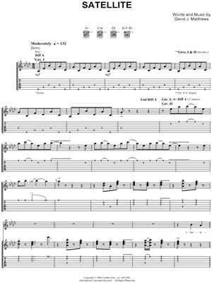 Satellite Sheet Music by Dave Matthews - Guitar TAB