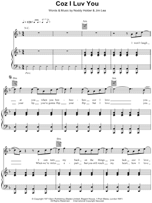 Coz I Luv You Sheet Music by Slade - Piano/Vocal/Guitar, Singer Pro