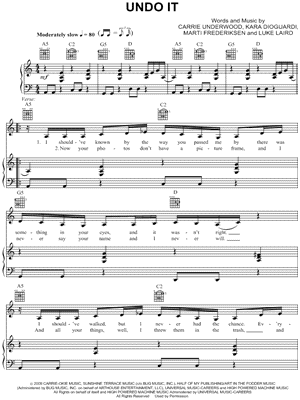 Image of Carrie Underwood - Undo It Sheet Music (Digital Download)