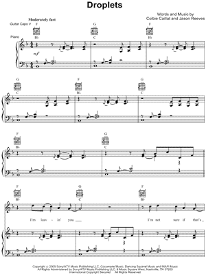 Droplets Sheet Music by Colbie Caillat - Piano/Vocal/Guitar, Singer Pro