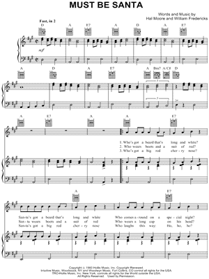 Must Be Santa Sheet Music by Bob Dylan - Piano/Vocal/Guitar