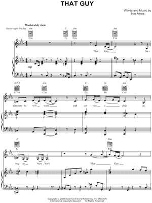 That Guy Sheet Music by Tori Amos - Piano/Vocal/Guitar, Singer Pro