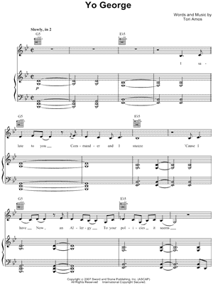 Yo George Sheet Music by Tori Amos - Piano/Vocal/Guitar, Singer Pro
