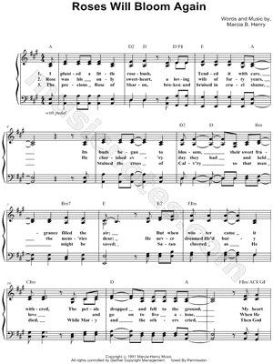 marcia b henry quot roses will bloom again quot sheet music marcia b henry quot roses will bloom again quot sheet music