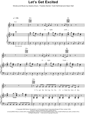 Let's Get Excited Sheet Music by Alesha Dixon - Piano/Vocal/Guitar, Singer Pro