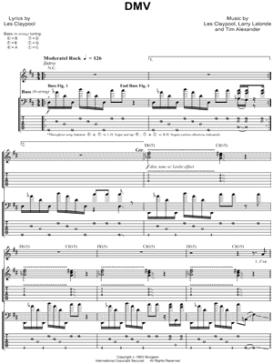 DMV Sheet Music by Primus - Guitar Recorded Versions (with TAB), Guitar TAB Transcription/Guitar Recorded Versions (with TAB);Guitar TAB Transcription