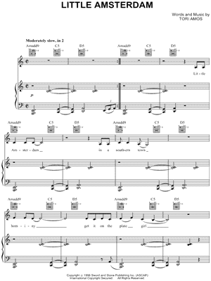 Little Amsterdam Sheet Music by Tori Amos - Piano/Vocal/Guitar, Singer Pro